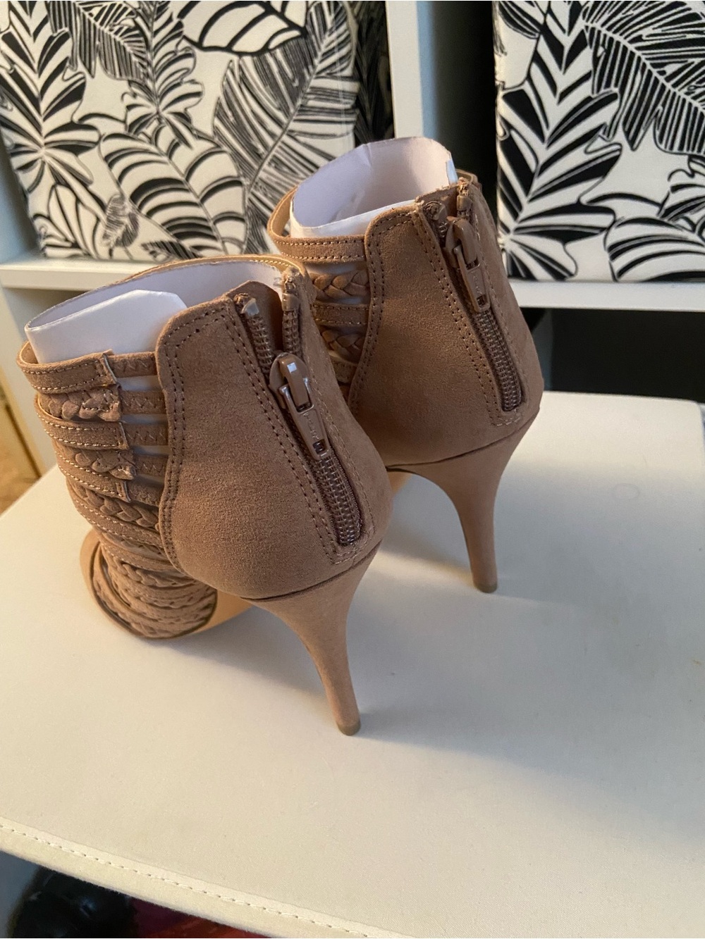 LC Lauren Conrad Tan Braided Cage Peep-Toe Heels - Picture 2 of 5